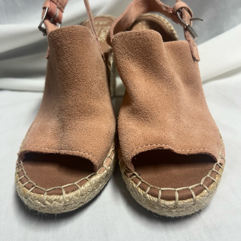 Toms Women’s Monica Sling Back Wedge Heel 6.5 Blush Pink Summer - Picture 4 of 9